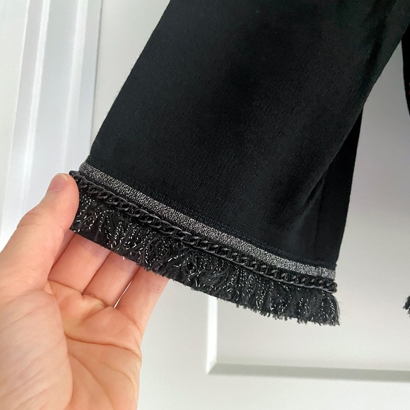 St John Tweed Fringe Cropped Evening Jacket Blazer Milano Knit Size 10 Medium - Picture 3 of 10